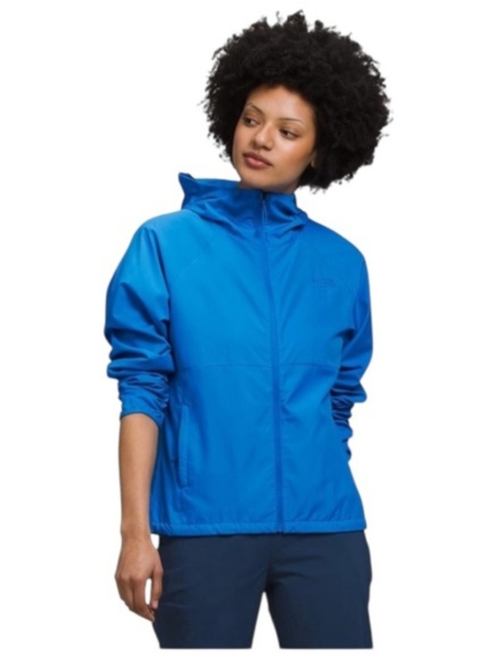 The North Face Women's Vibrant Blue Flyweight 2.o Hooded Windbteaker Size XL NWT